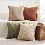 MIULEE Pack of 4 Rust-Olive Green Throw Pillow Covers 18x18 Inch Soft Corduroy Decorative Boho Striped Pillow Covers Pillowcases Modern Farmhouse Home Decor for Couch Bed Sofa Living Room