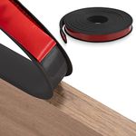 FAKILO 12mm×16.4ft U-Shape Flexible Furniture Edge Banding, TPE Self Adhesive Veneer Edging Strip Edge Protector, DIY Furniture Edge Trim for Table Cabinets Chairs Shelves Restoration (Black)