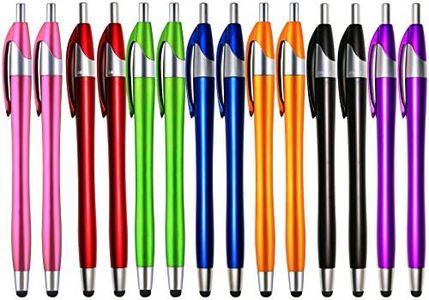 SKOLOO Stylus Pens for Touch Screens,Pack of 14, 2-in-1 Click Ball Pen, Ballpoint Pen and Slim Stylus for Universal Tablet Smartphone, Multi-Colored