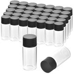 ESHATO 100 Pieces Glass Sample Vial, Liquid Sampling Small Glass Bottle with Black Plastic Screw Caps,Leakproof,Light Weight and Corrosion Resistance(30ML,Clear)