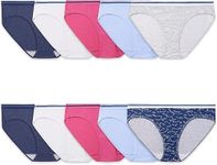 Fruit of the Loom Women's Eversoft Cotton Hipster Underwear, Tag Free & Breathable, Available in Plus Size, Assorted, 10 (Pack of 12)