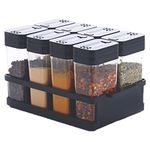 AACHEN 8 Pcs Sets Airtight Masala Box For Kitchen Masala Container For Kitchen Spice Jars Multi Storage Container For Kitchen Easy Flow Spice Storage Container With Tray Spice Jars - Plastic, Black