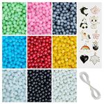 REGLET 10 Pcs of Metal Charms & 315 Pcs Jelly Glass Beads for Jewellery Making Kit - Pearls for Craft - Bead Craft - Glass Beads for Bracelet Making Kit - Size 8 mm - 225 Grams - 1a