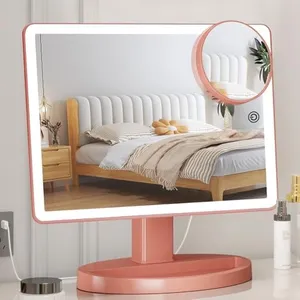 Large Lighted Vanity Makeup Mirror (X-Large Model)- 3 Color Lighting Modes Light Up Mirror with 88 LED, 360° Rotation Touch Screen and 10X Magnification Tabletop Cosmetic Make Up Mirror(Rose Gold)