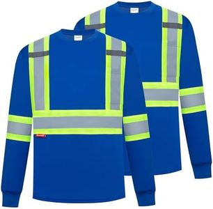 ProtectX High Visibility Shirts Long Sleeve Reflective Hi Vis Safety Shirts for Men Class 2 Work Shirts for Construction Warehouse 2 Pack Blue Long 4X-Large