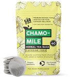 The Tea Trove Pure Chamomile Tea Bags Organic - 40 Eco-Friendly Caffeine Free Camomile tea in Resealable pouch - Steep Hot Or Iced | Pack of 1, 40 grams