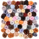 72 Pcs 7.6 oz Needle Felting Wool, Nature Fibre Wool Yarn Roving Needle Felting Hand Spinnings for Wool Felting Yarn Supplies DIY Craft Materials (24 Dark Colors, 3g/Pack)