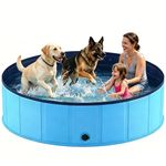 Niubya Foldable Dog Pool & Paddling Pool (180 x 30 cm / 70.9" x 11.8"), Collapsible Pet Bath Tub with Non-Slip Base, Portable Indoor/Outdoor Wading Pool for Large Dogs