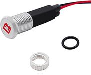 Taiss LED Indicator Pilot Dash Light (Battery/Alternator Warning) Red, 5/16"(8mm) 12V LED Metal Signal Indicator Light.F-022-DC-R