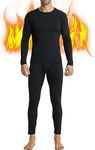 LNFINTDO Thermal Underwear for Men Long Johns Fleece Lined Long Underwear Winter Warm Baselayer Top Pants for Cold Weather Black