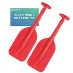 VEITHI Boat Paddle Telescoping Collapsible Oar for Boat Anti Slip Aluminum Plastic Canoe Paddles 2 Pack Small Tubing Floats Oars Row and Safety Boat Accessories for Kids and Adults(Red)