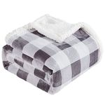 Touchat Sherpa Plaid Throw Blanket, Fuzzy Fluffy Soft Cozy Blanket, Twin Size Plush Fleece Flannel Plush Microfiber Blanket for Couch Bed Sofa (60" X 70", Plaid Grey)