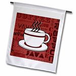 3dRose fl_58644_1 Coffee Lover Gift Coffee Words Red Print Garden Flag, 12 by 18-Inch