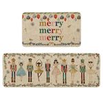 Artoid Mode Watercolor Nutcrackers Merry Christmas Decorative Kitchen Mats Set of 2, Home Party Low-Profile Kitchen Rugs - 17x29 and 17x47 Inch