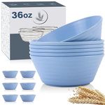 Wrova Wheat Straw Bowl Sets,6 PCS Unbreakable Cereal Bowl 36 OZ,Microwave and Dishwasher Safe Bowls,Kids Bowls for Serving Soup,Oatmeal and Salad （Sky Blue）