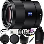 Sony 55mm F1.8 Sonnar T FE ZA SEL55F18Z Full Frame Prime Lens - International Version - 15PC Bundle Includes + 3PC Filter Kit (UV-CPL-FLD) + 4PC Macro Filter Set (+1,+2,+4,+10) + More