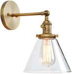 Buyee Single Sconce with Funnel Flared Glass Clear Glass Shade 1-Light Wall Sconce Wall Lamp (Antique)