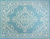 Gertmenian Indoor Outdoor Classic Flatweave Area Rug, Stain & UV Resistant Carpet, Deck, Patio, Poolside & Mudroom, 8x10 Ft Large, Center Medallion, Aqua Blue, 21569