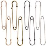 8X Extra Large Metallic Safety Pins - 4" Big Pins Accessory - Fashion, Clothing, Sewing, Crafting, Quilting - Holds Fabrics, Blankets, Laundry, Upholstery