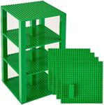 Strictly Briks Compatible with Lego Classic Stackable Baseplates, Building Bricks for Towers, Shelves, and More, 100% Compatible with All Major Brands, Green, 4 Base Plates & 30 Stackers, 6x6 Inches