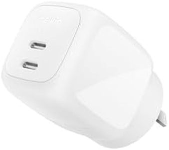Belkin 2-Port USB C Charger Block 67W, Dual-Port GaN Charger w/ 2X USB C Ports, Fast Charging for MacBook, iPhone 16, iPad Pro, Chromebook, Galaxy S25 Ultra, Pixel 9, etc. - Travel Essentials