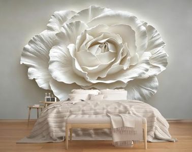 Yuananyy Stereo Flowers Wall Mural Peel and Stick, Relief Floral 3D Wallpaper, Nordic Modern Luxury Art Wall Sticker Self‑Adhesive Wall Decor for Bedroom Living Room Children's Room 195" W x 120" H