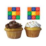 Creative Converting 315264 Building Blocks Cupcake Topper, Plastic, Multicolor