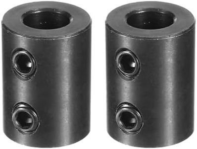 uxcell 2pcs Shaft Coupling 3/8" Bore, 3/4" OD, 1" Length, Black Oxide Plated Steel Rigid Coupling, Motor Wheel Coupler, (2 Set Screws)