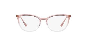 Vogue Eyewear Women's Eyeglasses Eyewear Vogue Glasses Prescription Frames, Top Gradient Pink/Crystal/Demo Lens, 53 mm