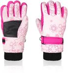 Nattork Winter Breathable Gloves for Kids Youth Warm Lining Boys Girls Cute Snow Ski Snowboarding Ice Skating Windproof Gloves Pink