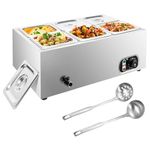 Commercial Food Warmer Bain Marie Buffet - Stainless Steel 6 Pans Large Capacity Food Warmer Buffet Server with Lids Chafing Dishes for Parties Catering and Restaurants 1500W