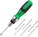 SK 12-in-1 Ratcheting Screwdriver, 216-P, Multi-bit Driver with Quick-Load Mechanism, S2 Steel, with Phillips, Slotted, Star, Square Bits Stored in Handle