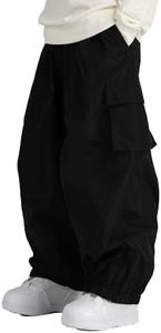 SnowElve Mens Baggy Cargo Ski Pants Super Baggy Snowboard Snow Pant Women Insulated Loose Pant Sports Waterproof(K2201,BK,M)