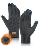 FORVEVO Thermal Gloves Men & Women, Winter Warm Touch Screen Gloves for Work Running Driving Walking with Soft Lining - Dark Grey Knitted Gloves