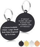 Personalised Engraved Dog Tag ID Name Tags for Cat Puppy Pet Collar Tag Hand Finished in UK (Black(Round), S)