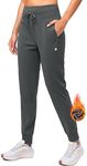 Women's Fleece Lined Joggers High Waisted Water Resistant Thermal Winter Sweatpants Running Hiking Pockets(Dark Grey, M)