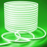 OYKYOHEI LED Neon Lights, 32.8ft/10M LED Strip Light, 24V 0.39In/Cut Silicone Waterproof Neon Rope Light, DIY Neon Sign for Bedroom Indoor Outdoor Decoration, Green（Power Adapter not Included）