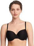 Chantelle Women's Lucie Lace Comfort Demi Memory Foam Bra, Black, 36C