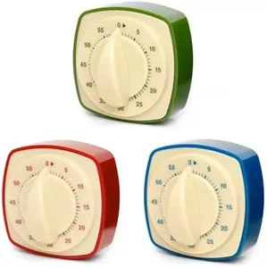 Kikkerland Retro Kitchen Timer – Vintage Decor for Home & Kitchen – Windup Timekeeper, 1 Timer in a Surprise Color