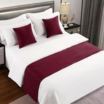 AMBERIS Bed Runner Red, Imitation Linen Decorative Bed Scarf for Home Hotel