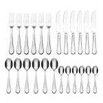 Oneida Icarus 24 Piece Cutlery Set - Stainless Steel Cutlery Set for 6, Heavy Weight & Mirror Finish, Rust Resistant & Dishwasher Safe Flatware