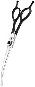 Dream Reach 6.5 Zoll Profi Gebogene Hundeschere Fellschere Hunde Schere mit Ergonomischer Griff 440C Edelstahl Sicherheit Fellschere für Hund Katzen Schneiden Schwarz
