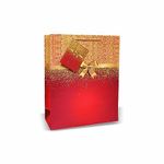 VESTTA -ELEGANCE REDEFINED Gifts Bags, Glitter with Golden Bow,9.65 (L) x 4 (B) x 12 (H) Inches, Pack of 10, Weddings, Diwali, Valentines Day, Birthdays, Christmas with Gift Tags (Red)