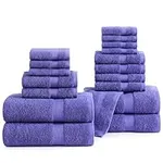 Cotton Bath Towels for Bathroom - 18 PC 100% Cotton Towels - 4 Bathroom Towel Set, 6 Hand Towels for Bathroom, 8 Washcloths, Soft Turkish Towel Sets for Bathroom, Travel Towel - Blue Irish