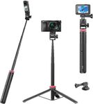 ULANZI Select 59in Selfie Tripod for Camera Gopro - MT-71 Invisible Long Extendable Vlog Handle Portable Lightweight Stand 7 Sections Hero 11 10 9 8 Black/insta360 One DJI Action