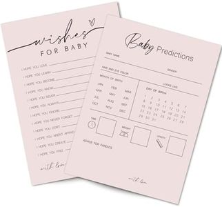 Whaline 50 Sheets Blush Pink Baby Shower Predictions & Advice Cards Party Game Activity Cards New Parent Message Advice Book for Gender Reveal Wishes for Baby, Advice for New Parents to Be