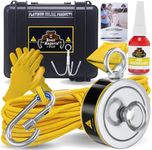 1320LB’s Complete Magnet Fishing Kit | Double Sided Fishing Magnet Kit with Case | includes Strong Neodymium N52 Magnet, Durable 65ft Rope, Carabiner, Gloves, Grappling Hook & Carry Case