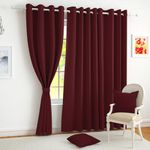 Story@Home Blackout Curtains for Semi Long Door 8 Feet Long Set of 4 | Thermal Insulated | Plain Design | 100% Room Darkening Curtain | Perfect for Decorative & Festive Gifting | 116 x 215 cm, Maroon