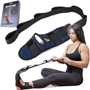 DMoose Fitness Foot & Calf Stretcher with Adjustable Padded Stretching Strap for Plantar Fasciitis, Hamstring, Heel Spurs and Achilles Tendonitis Relief - Yoga Leg Stretch Strap (Navy Blue)