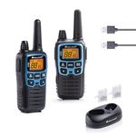 Midland - Walkie Talkie XT60, Professional Long Range Walkie Talkies, 93 Channels, 69 LPD/24 PMR446 Licence-Free 2 Way Radio, 38 CTCSS/83 DCS, 10Km Range, Fast Charging, 12H Battery Life & Accessories